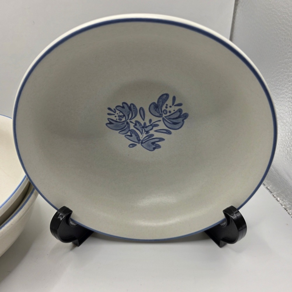 Pfaltzgraff Yorktowne Blue Floral Gray Stoneware Soup‎ Cereal Bowl USA Vintage